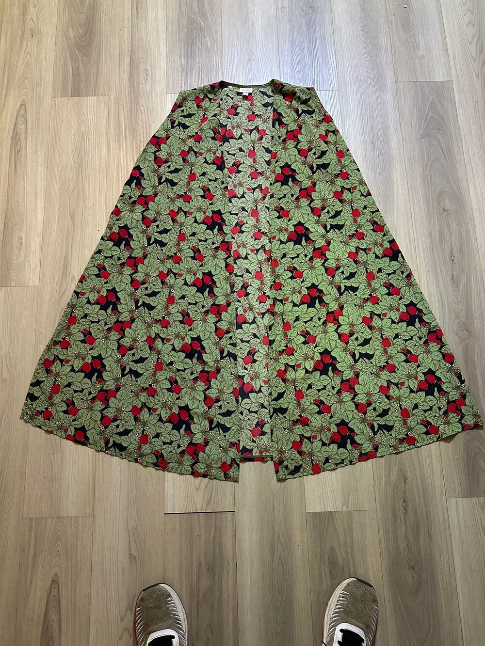 LuLaRoe Shirley Kimono Cardigan Strawberry Print Open Front Layering XL